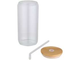 Ёмкость Mirage из боросиликатного стекла объемом 500 мл с одинарными стенками и крышкой из бамбука - Прозрачный №3