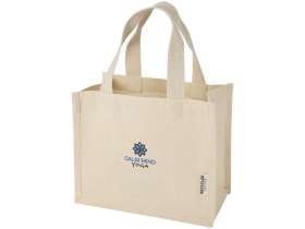 Мини эко-сумка Odessa с клинчиком, изготовленная из переработанного хлопка, сертифицированного согласно GRS, плотностью 220 г/м², объемом 9 л - Натуральный №6