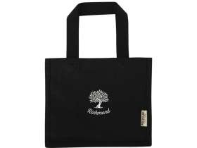 Мини эко-сумка Odessa с клинчиком, изготовленная из переработанного хлопка, сертифицированного согласно GRS, плотностью 220 г/м², объемом 9 л - сплошной черный №6