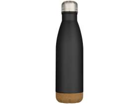 Бутылка для воды Cove из нержавеющей стали с двойными стенками и вакуумной изоляцией, объемом 500 мл, с пробковыми деталями - сплошной черный №2