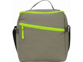 Изотермическая сумка-холодильник Neo Classic c контрастной молнией, серый/зеленое яблоко №7