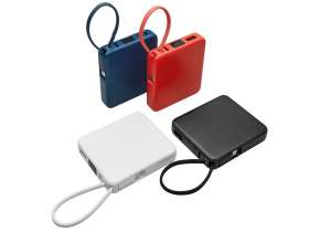 Внешний аккумулятор со встроенным кабелем USB-C Дэнси, 5000 мАч, черный №7