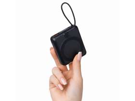 Магнитный беспроводной внешний аккумулятор c подсветкой лого Энчант, 10000 мАч, черный №11