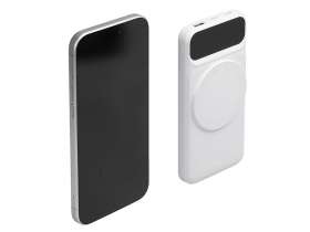 Магнитный беспроводной внешний аккумулятор со встроенными кабелями Мэни,быстаря зарядка, 10000 мАч, белый №2