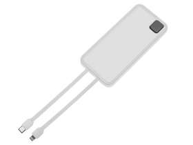 Внешний аккумулятор со встроенными кабелями Фрэйм, 10000мач, белый №4