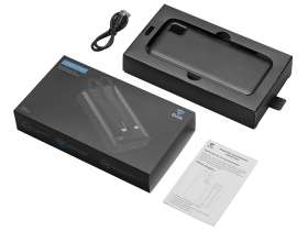 Внешний аккумулятор со встроенными кабелями Фрэйм Про, быстрая зарядка, 20000мач, черный №7