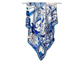 Платок Царевна-Лебедь 100% шелк, синий №4