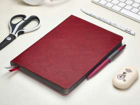 Ежедневник А5 датированный Boston 2026, бордовый с серым обрезом №12